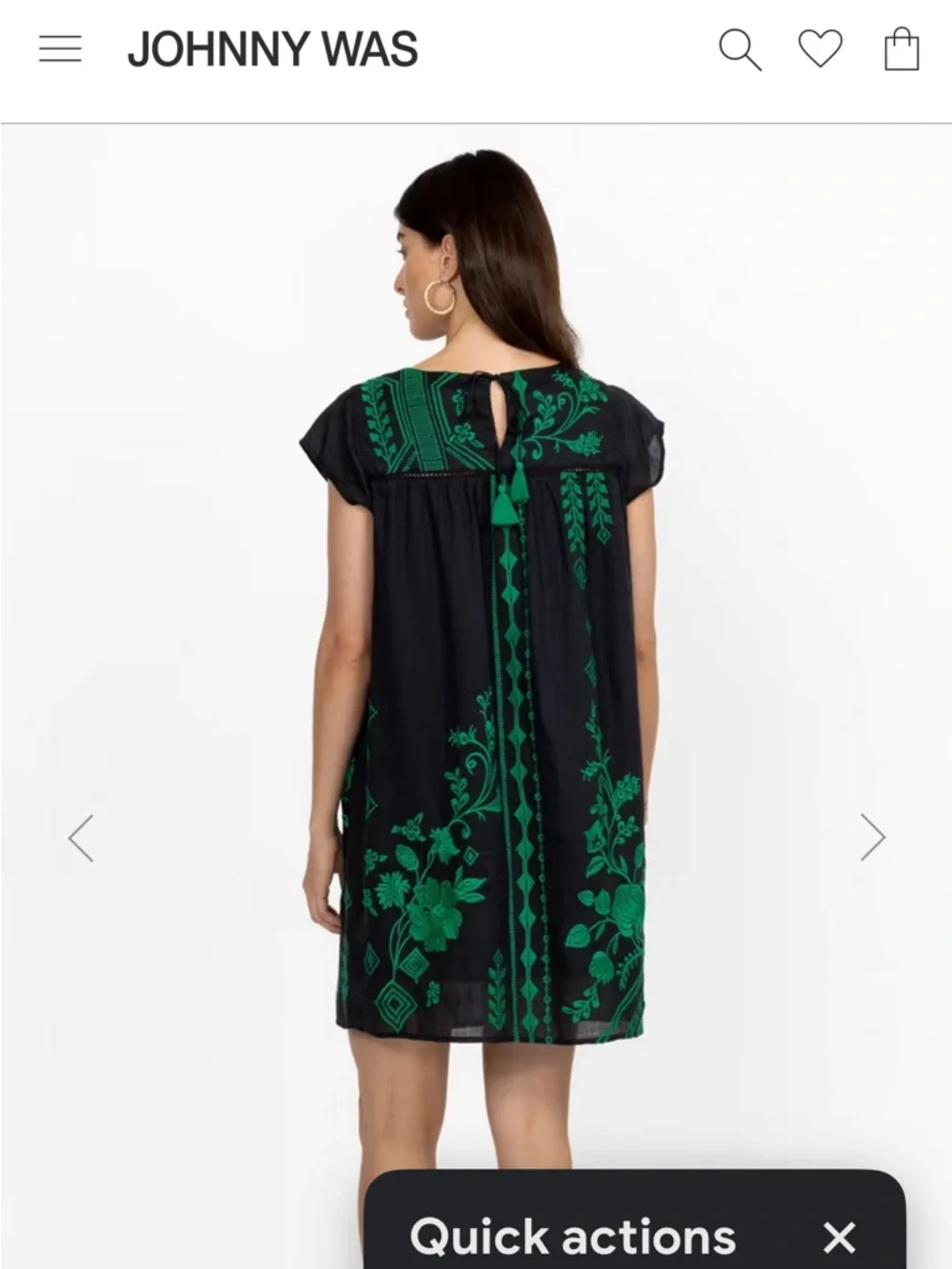 JOHNNY WAS Women’s Medium  Green Embroidered Willow Boho Tunic Dress Petal